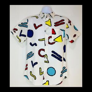 Retro 80s Print Button Ups Shirt